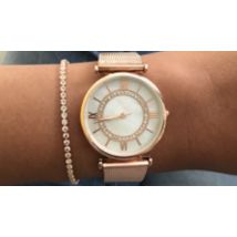 Rose Gold Crystal Bracelet & Mesh Watch Set