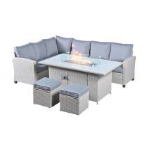 Conwy 8-Seater Rattan Set with Gas Firepit Table