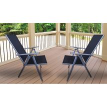 1 or 2 Reclining High-Back Folding Garden Chairs - 2 Colours