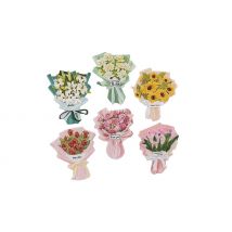 6-Pack of 3D Flower Love Message Fridge Magnets
