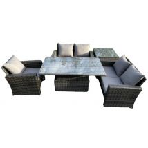 5-Seater Rattan Set with Height-Adjustable Table