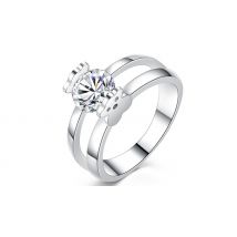 Large Clear Crystal Rhodium-Plated Ring - 4 Sizes