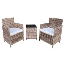 Rattan Bistro Armchairs & Side Table Set - 2 Colours