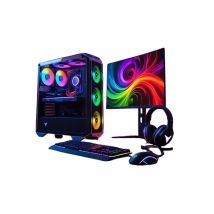 All-in-One Gaming PC Bundle: Intel i7, GT1030, Windows 11, 6-Fan RGB Case + Monitor & Accessories