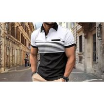 Men's Casual Stripe Polo Shirt - 8 Colours & 6 Sizes