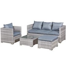 Rattan Dove Grey 5 Seat Lounge Sofa Set