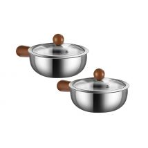 2-Pack of Stainless Steel Soup Bowls - with Tempered Glass Lid!