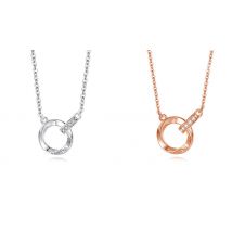 Double Loop Sterling Silver & Crystal Necklace - 2 Colours