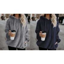Oversized Fleece Zip Plush Teddy Hoodie - 6 Colours & 5 Sizes