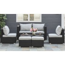 6-Seater Rattan Sofa & Coffee Table Garden Set - 2 Colours