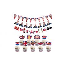 British Celebration Bunting & Cake Topper Decoration Set