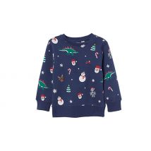 Kids Cartoon Christmas Navy Sweatshirt - 5 Sizes