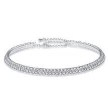 Double Row Tri-Set With Crystals From Swarovski - Silver or Rose Gold