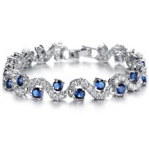 1 or 2 Blue Simulated Sapphire Bracelet made with Crystals from Swarovski