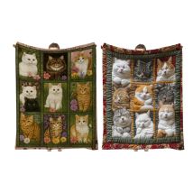 Cute Cat Pattern Flannel Blanket - 2 Designs, 5 Sizes!