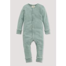 hessnatur Baby Schlafoverall aus Bio-Baumwolle mit Bio-Merinowolle und Seide - grün Größe 86/92