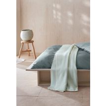 hessnatur Decke MERLE aus Bio-Baumwolle - grün Größe 140x180 cm