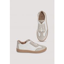 hessnatur Damen Court Sneaker aus chromfrei gegerbtem Leder - weiß Größe 42