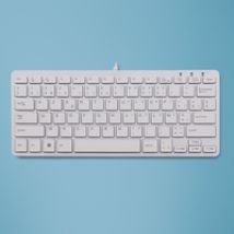 R-Go Tools Ergonomische Tastatur R-Go Compact, kompakte Tastatur, flaches Design, AZERTY (BE), verkabelt, weiß