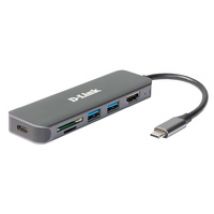 D-Link DUB-2327 laptop-dockingstation & portreplikator Kabelgebunden USB Typ-C Grau