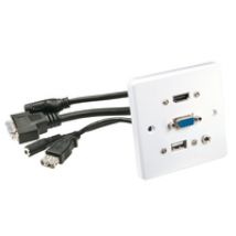 Lindy 60220 Steckdose HDMI + VGA + USB A + 3.5mm Weiß