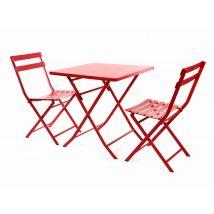 Hesperide - Salon de jardin carré en métal Greensboro 70 x 70 cm Groseille avec 2 chaises - Hespéride Rose Coussins:Non inclus Dimensions canapé (L x