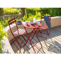 Hesperide - Salon de jardin rond en métal Greensboro Ø 60 cm Groseille avec 2 chaises - Hespéride Rouge Coussins:Non inclus Dimensions canapé (L x l x