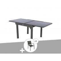 Hesperide - Ensemble repas table extensible carrée en verre + 8 fauteuils - Piazza - Hespéride Gris Dimensions (L x l x H):180 x 90 x 75 cm Dimensions