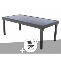 Hesperide - Ensemble repas table extensible rectangulaire en verre Piazza + 12 chaises Modula Gris Dimensions (L x l x H):320 x 100 x 75 cm Dimensions