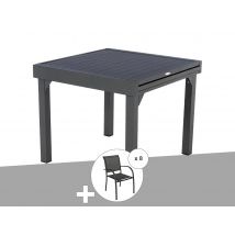 Hesperide - Ensemble repas table extensible alu 4/8 places Graphite + 8 fauteuils Piazza - Hespéride Gris Dimensions (L x l x H):180 x 90 x 75 cm Dime