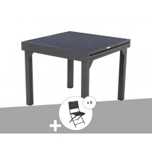 Hesperide - Ensemble repas table extensible alu 4/8 places Graphite + 8 chaises Modula - Hespéride Gris Dimensions (L x l x H):180 x 90 x 75 cm Dimens