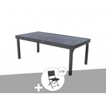 Hesperide - Ensemble repas table extensible rectangulaire alu Graphite Piazza + 12 chaises Modula - Hespéride Gris Dimensions (L x l x H):320 x 100 x