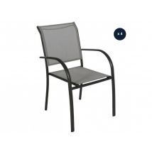 Hesperide - Lot de 4 fauteuils de jardin en texaline Piazza Galet/Graphite Gris Dimensions (L x l x H):65 x 56 x 86 cm Empilable:Oui Garantie:2 ans Ha
