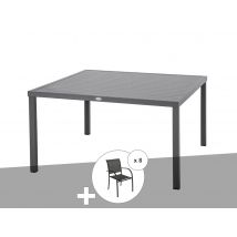 Hesperide - Table de jardin carrée Piazza 8 places Graphite avec 8 fauteuils Piazza - Hespéride Gris Dimensions (L x l x H):136 x 136 x 73 cm Extensib