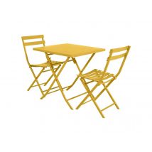 Hesperide - Salon de jardin carré en métal Greensboro 70 x 70 cm Moutarde avec 2 chaises - Hespéride Jaune Coussins:Non inclus Dimensions (L x l x H):