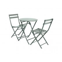 Hesperide - Salon de jardin rond en métal Greensboro Ø 60 cm Olive avec 2 chaises - Hespéride Vert Coussins:Non inclus Dimensions canapé (L x l x H):S