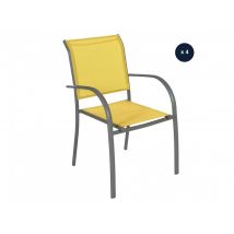 Hesperide - Lot de 4 fauteuils de jardin en texaline Piazza Moutarde /Graphite - Hespéride Jaune Dimensions (L x l x H):65 x 56 x 86 cm Empilable:Oui