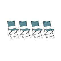 Hesperide - Lot de 4 Chaises de jardin pliante métal Modula Bleu Canard/Graphite - Hespéride Bleu Dimensions (L x l x H):52 x 46 x 87 cm Empilable:Non