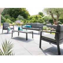 Hesperide - Salon de jardin en alu Pavane Graphite - 5 places - Hespéride Gris Coussins:Inclus Dimensions canapé (L x l x H):185 x 73 x 63 cm Dimensio