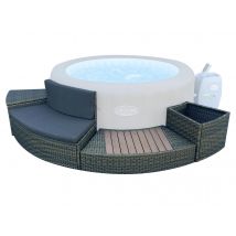 Bestway - Ensemble mobilier 4 modules pour spa gonflable Lay-Z-Spa rond 180 cm Marron, en Osier PP&PE - Aluminium - 264 x 268 x 55 cm - Garantie 2 ans