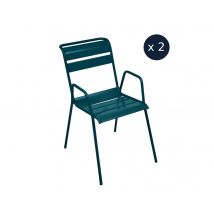 Fermob - 2 fauteuils Bridge de jardin en métal Monceau Bleu Acapulco Bleu acapulco Dimensions (L x l x H):64,5 x 52 x 85 cm Empilable:Oui Garantie:5 a