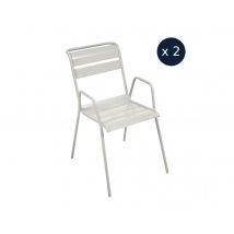 Fermob - 2 fauteuils Bridge de jardin en métal Monceau Gris argile Gris argile Dimensions (L x l x H):64,5 x 52 x 85 cm Empilable:Oui Garantie:5 ans H