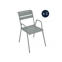 Fermob - 2 fauteuils Bridge de jardin en métal Monceau Gris lapilli- Gris lapilli Dimensions (L x l x H):64,5 x 52 x 85 cm Empilable:Oui Garantie:5 a