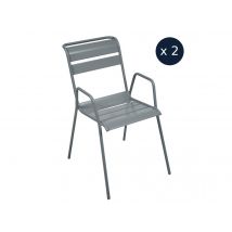 Fermob - 2 fauteuils Bridge de jardin en métal Monceau Gris orage Gris orage Dimensions (L x l x H):64,5 x 52 x 85 cm Empilable:Oui Garantie:5 ans Hau