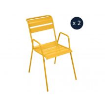 Fermob - 2 fauteuils Bridge de jardin en métal Monceau Miel- Miel Dimensions (L x l x H):64,5 x 52 x 85 cm Empilable:Oui Garantie:5 ans Hauteur d'ass
