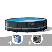 Intex - Kit piscine tubulaire Ultra XTR Frame ronde 4,88 x 1,22 m + Bâche à bulles + Pompe à chaleur - Installation Piscinéco sur Demande