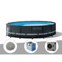 Intex - Kit piscine tubulaire Ultra XTR Frame ronde 4,88 x 1,22 m + Bâche à bulles + 20 kg de zéolite + Pompe à chaleur - Installation Piscinéco sur