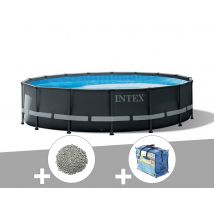 Intex - Kit piscine tubulaire Ultra XTR Frame ronde 4,88 x 1,22 m + Bâche à bulles + 20 kg de zéolite - Installation Piscinéco sur Demande