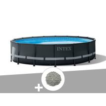 Intex - Kit piscine tubulaire Ultra XTR Frame ronde 4,88 x 1,22 m + 20 kg de zéolite Gris, en PVC - Garantie 2 ans - Installation Piscinéco sur Deman