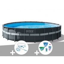 Intex - Kit piscine tubulaire Ultra XTR Frame ronde 7,32 x 1,32 m + Kit d'entretien + Kit de traitement au chlore - Installation Piscinéco sur Demand
